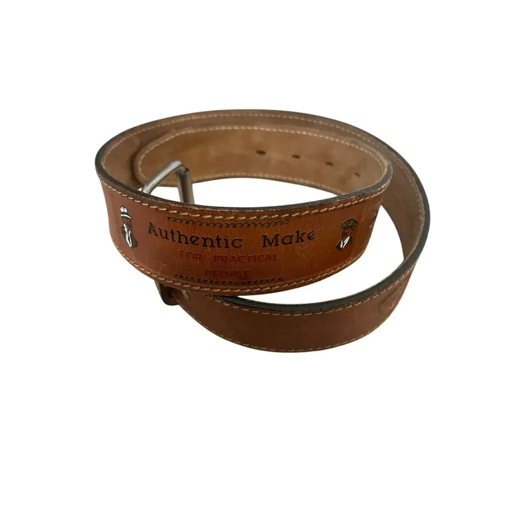 Vintage Genuine Leather Belt size M brown Authentic Make